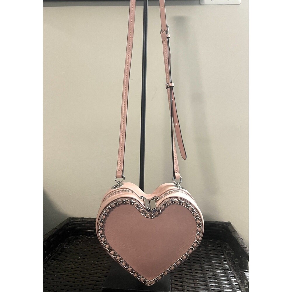 Rebecca Minkoff Lilac Pink Leather Jamie Chain Heart Crossbody Bag Y2K Coquette